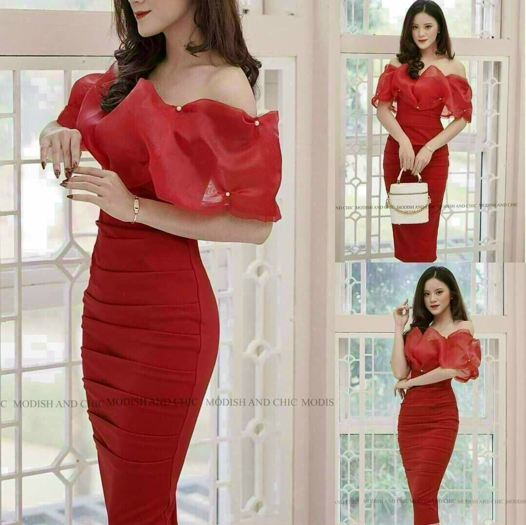 ĐẦM PHỐI VOAN XẾP LY 3 MÀU Y HÌNH