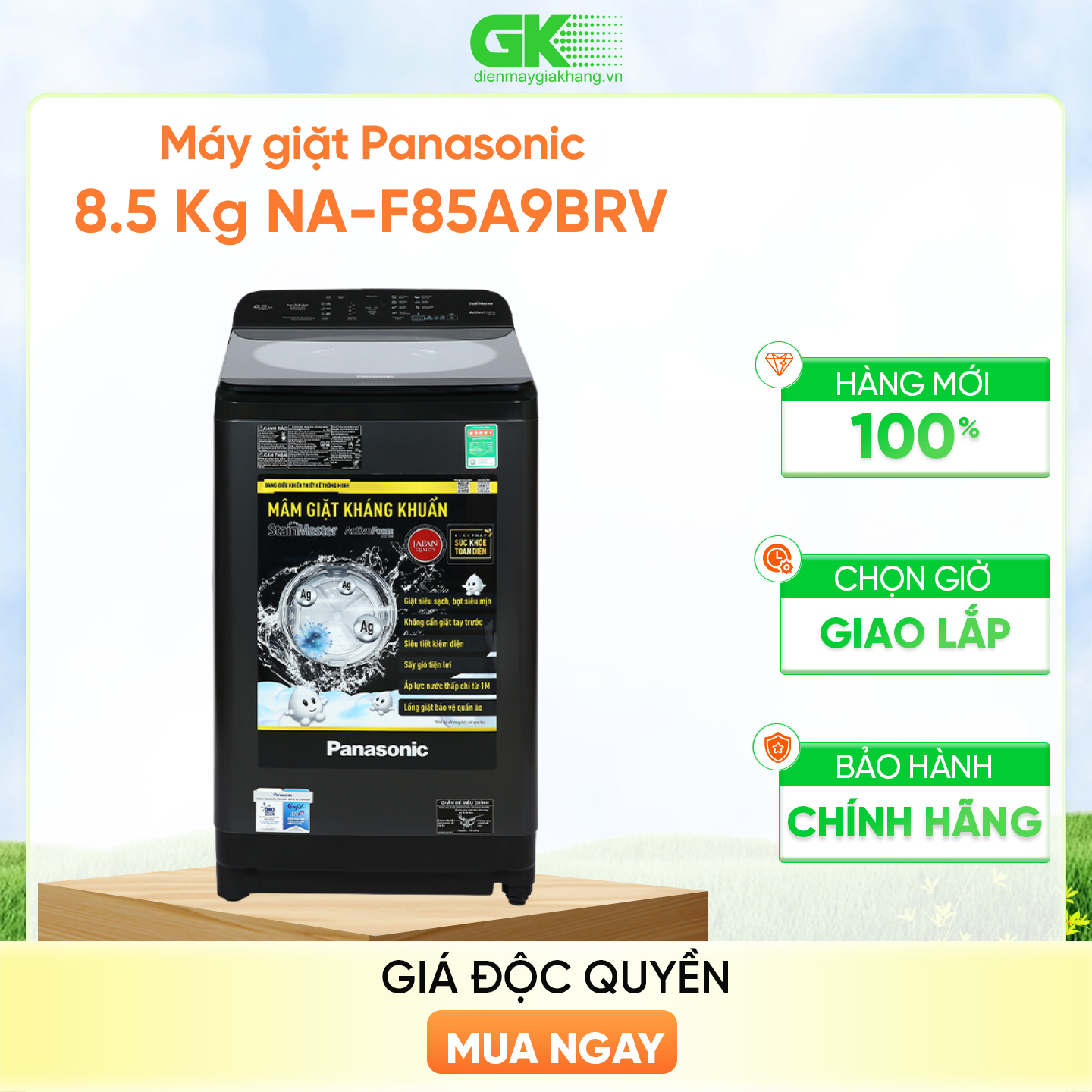 NA-F85A9BRV - Máy giặt cửa trên Panasonic 8.5 Kg không inverter NA-F85A9BRV - Hàng Chính Hãng [Chỉ Giao Tại HCM]