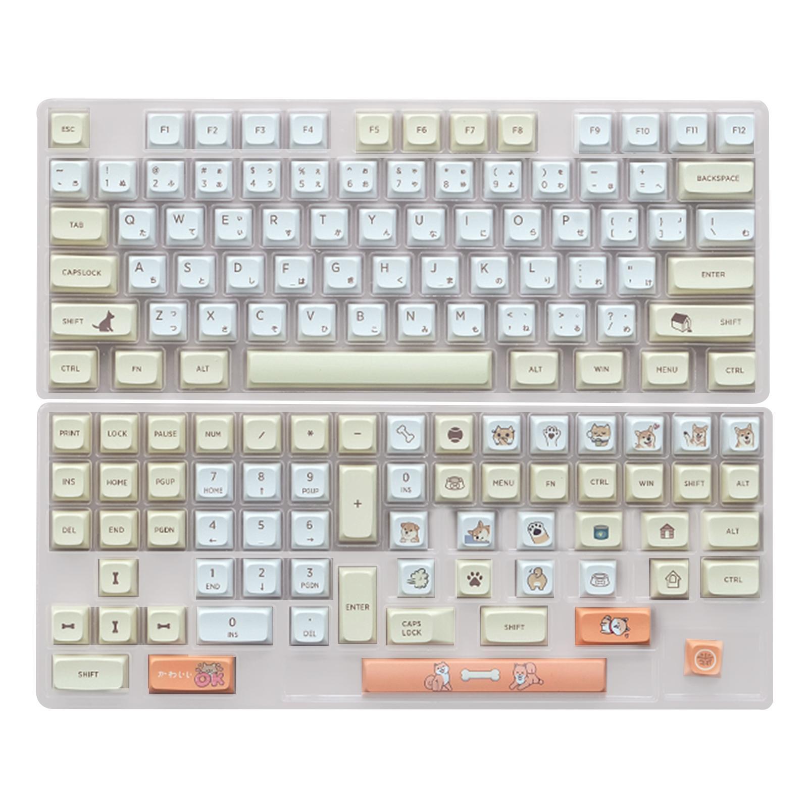 139Keys Xda Profile Keycaps Cute 2-Layer Plastic White PBT Dye Sub Keycaps for MX Gaming Mechanical Keyboard 61/68/84 Keys Layout, for Cherry