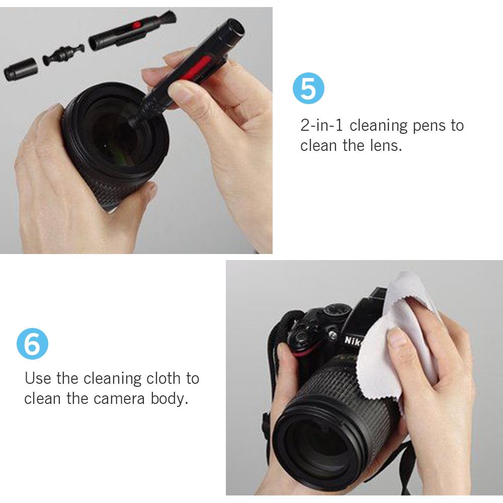 Professional Camera Cleaning Kit Lens Cleaning Kit with Air Blower Cleaning Pen Cleaning Cloth for Camera Phone Laptop