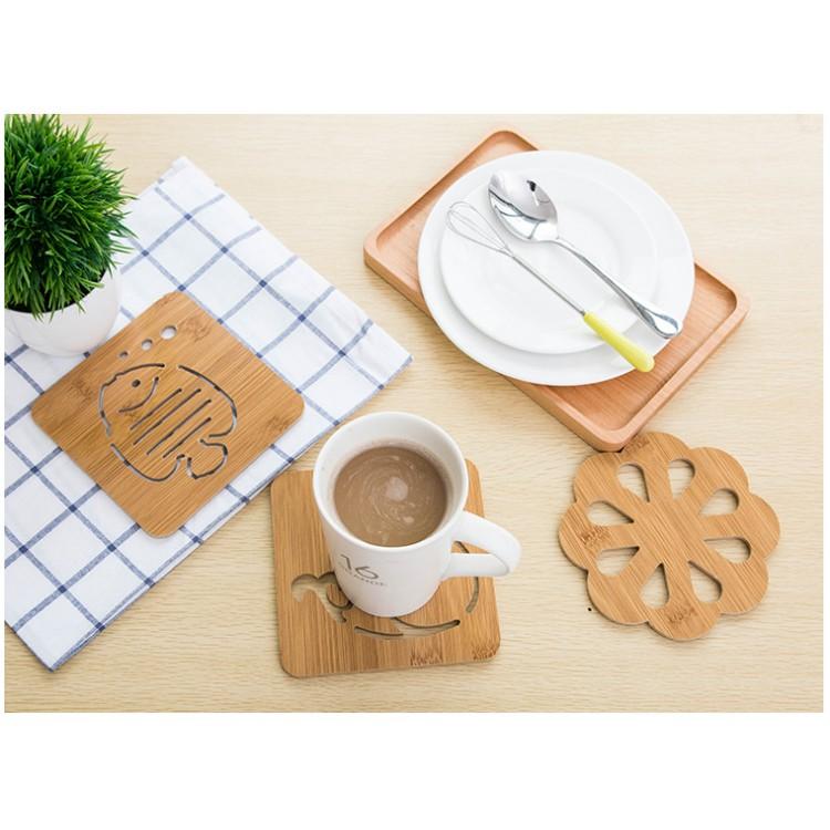 Combo 5 đế lót nồi bằng gỗ chịu nhiệt hình thú - DMA store