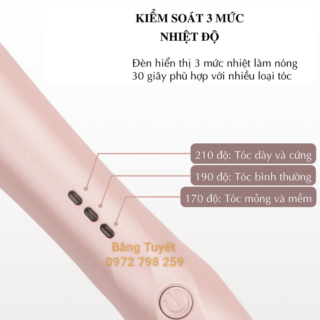 MÁY UỐN XOĂN TỰ ĐỘNG XOAY 360 388 HÀN QUỐC CAO CẤP