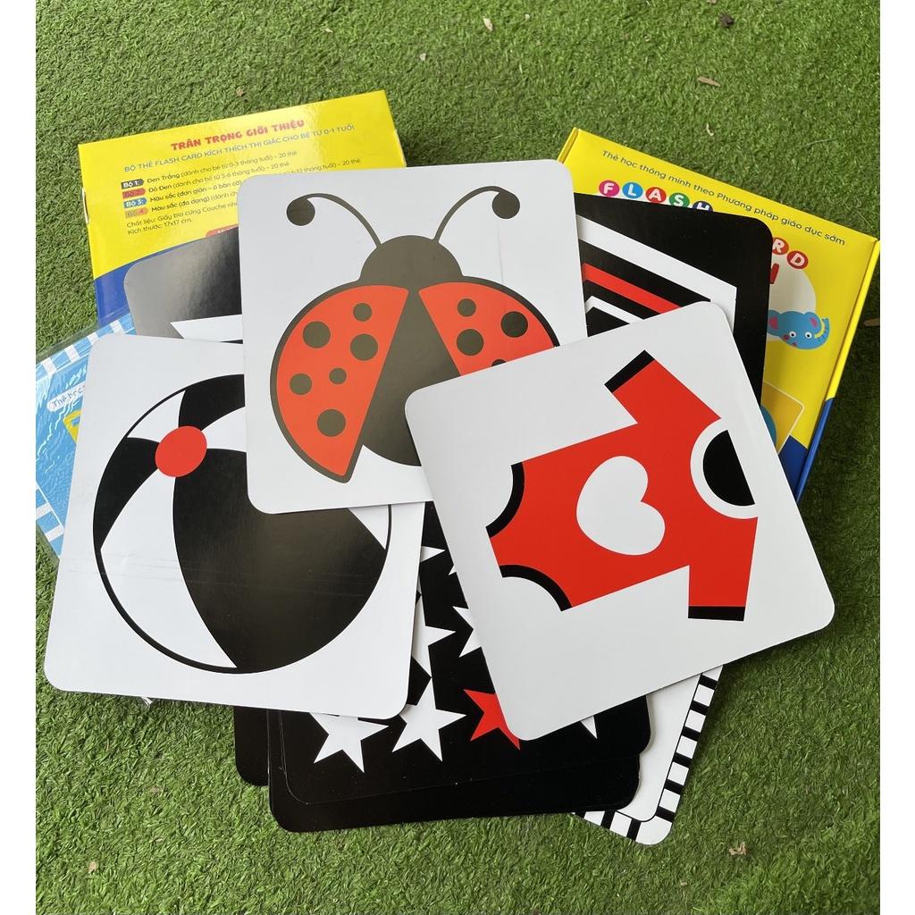 Combo 4 tập Thẻ Flash Card Kích Thích Thị Giác Cho Bé 0-1 Tuổi giúp bé phát triển thị giác, màu sắc