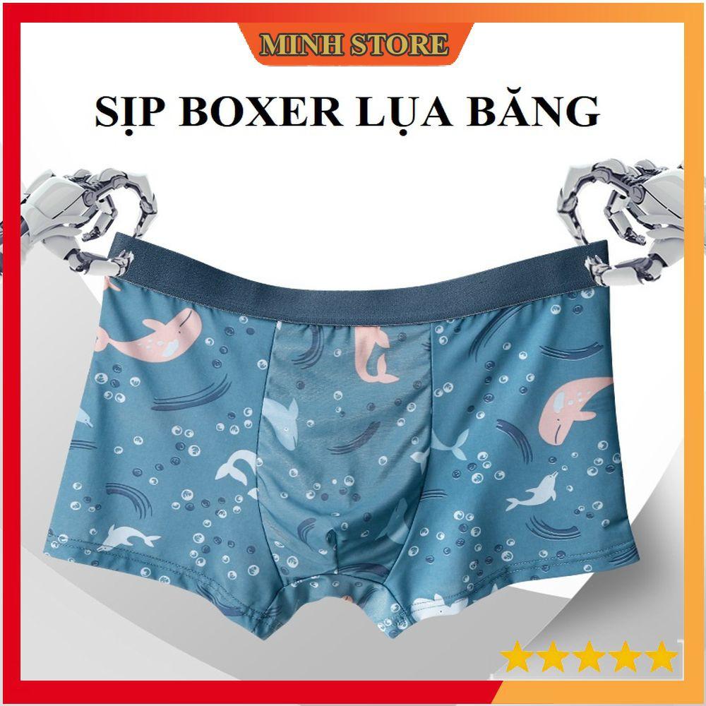 QUẦN LÓT NAM BOXER Thun lạnh, Quần sịp nam lụa băng Họa Tiết Dễ Thương Vải Su Ép Xịn siêu mát lạnh SL03 - MS66