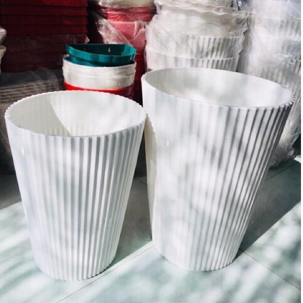 Chậu Bát Giác Trắng, Chậu 8 Cạnh - Chậu Kim Cương - Đĩa Lót Chậu