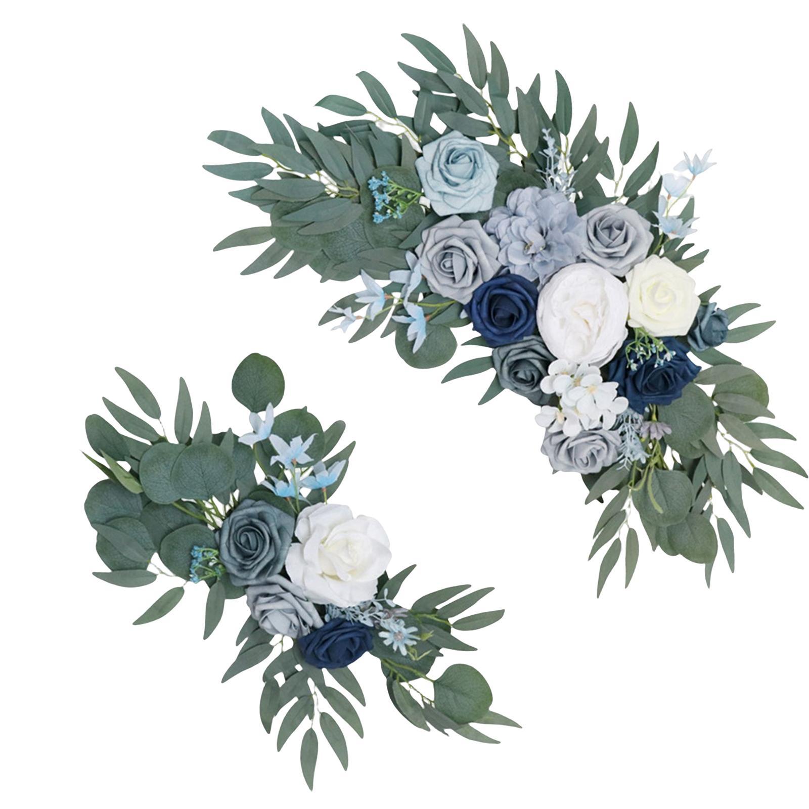 2x Wedding Arch Rose Wreath Floral Arrangement Silk Flowers Garland Hanging Wedding Arch Flowers for Arbor Front Door Party Table Decoration