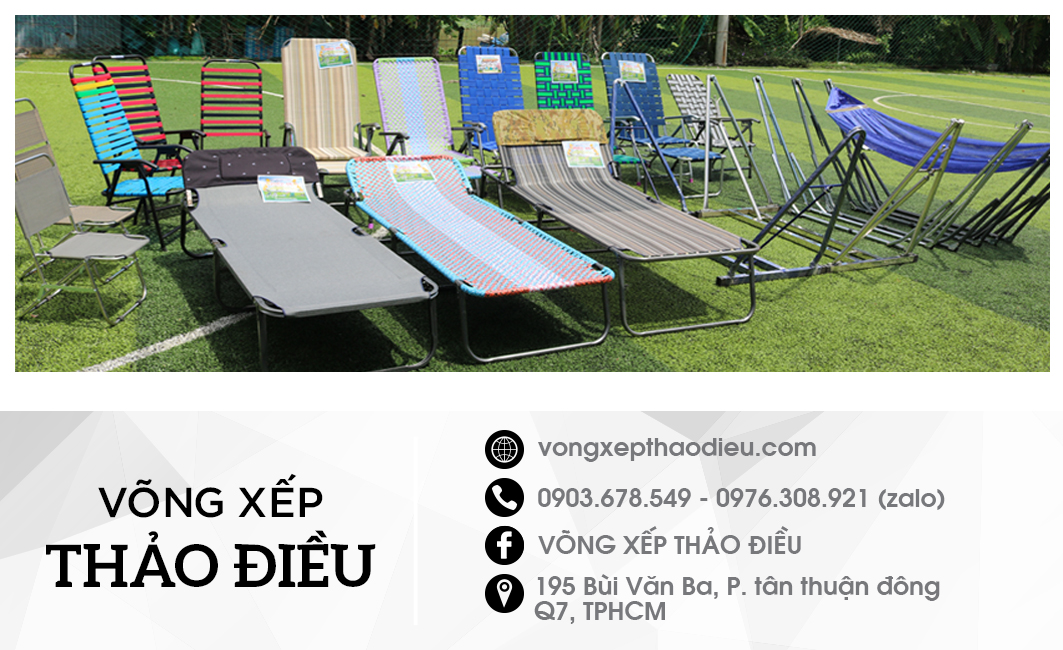 Giường xếp khung sơn tĩnh điện 90cm dây đan đài loan thương hiệu Võng Xếp Thảo Điều - G4