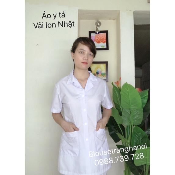 Áo blouse y tá, áo điều dưỡng nam nữ thân ngắn tay ngắn - Blouse trắng Hà Nội