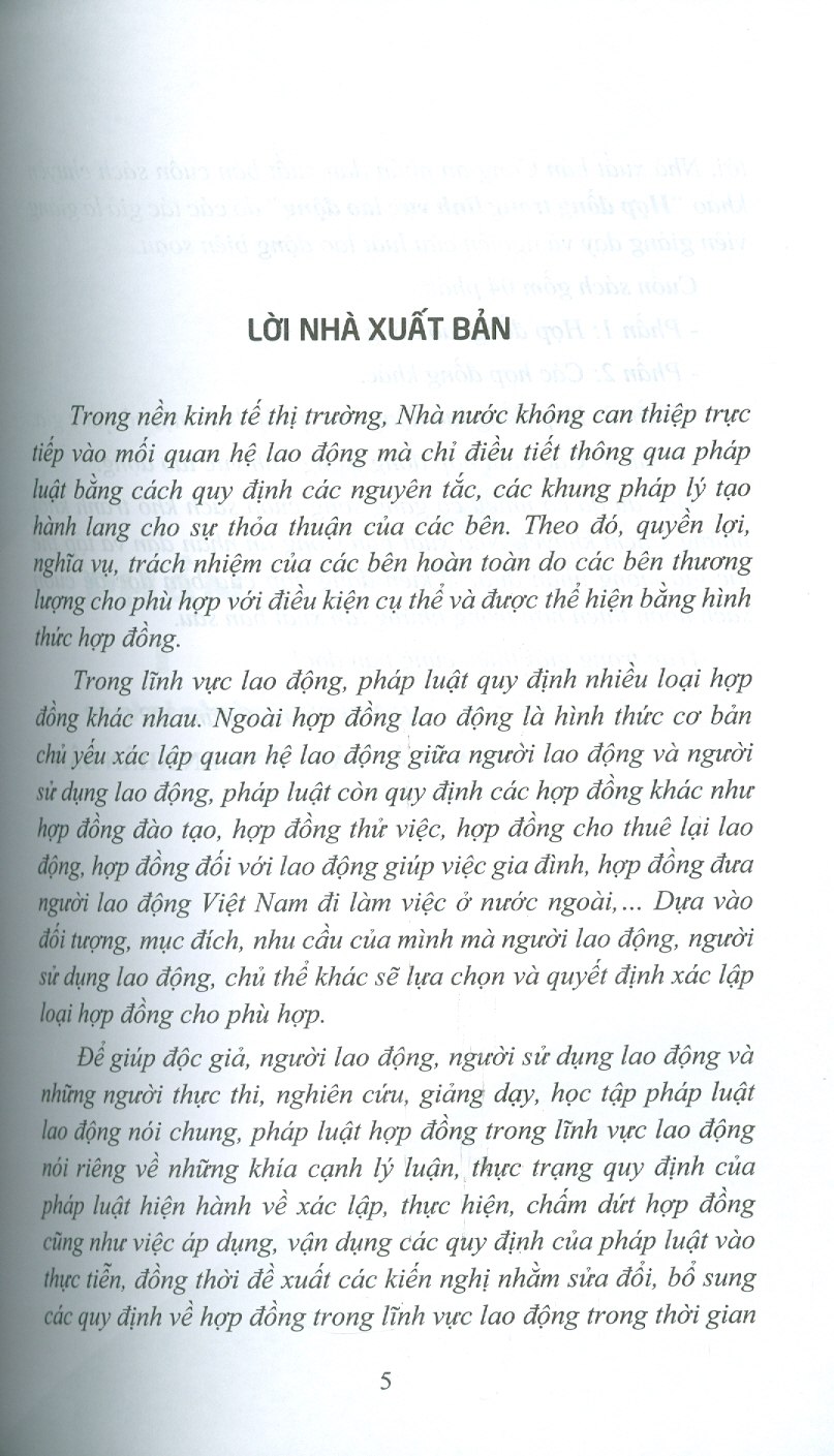 Hợp Đồng Trong Lĩnh Vực Lao Động (Sách chuyên khảo) - PGS. TS. Trần Thị Thuý Lâm, TS. Đỗ Thị Dung đồng chủ biên