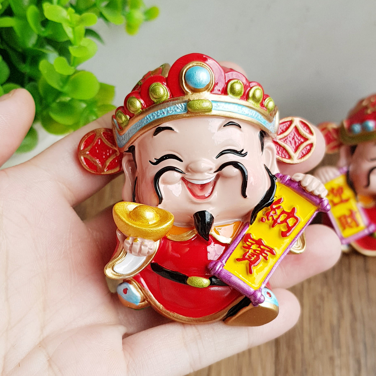 Tượng chibi Thần Tài may mắn 7cm - bộ 2 tượng Chiêu Tài - Tấn Bảo