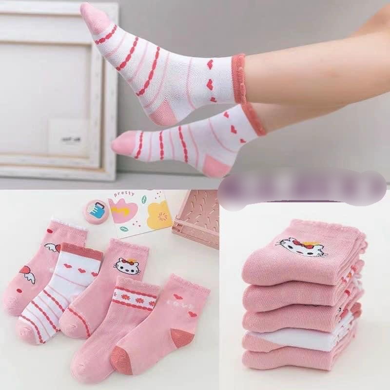 LỐ 10 ĐÔI TẤT TIM HỒNG SIÊU CUTE CHO BÉ GÁI