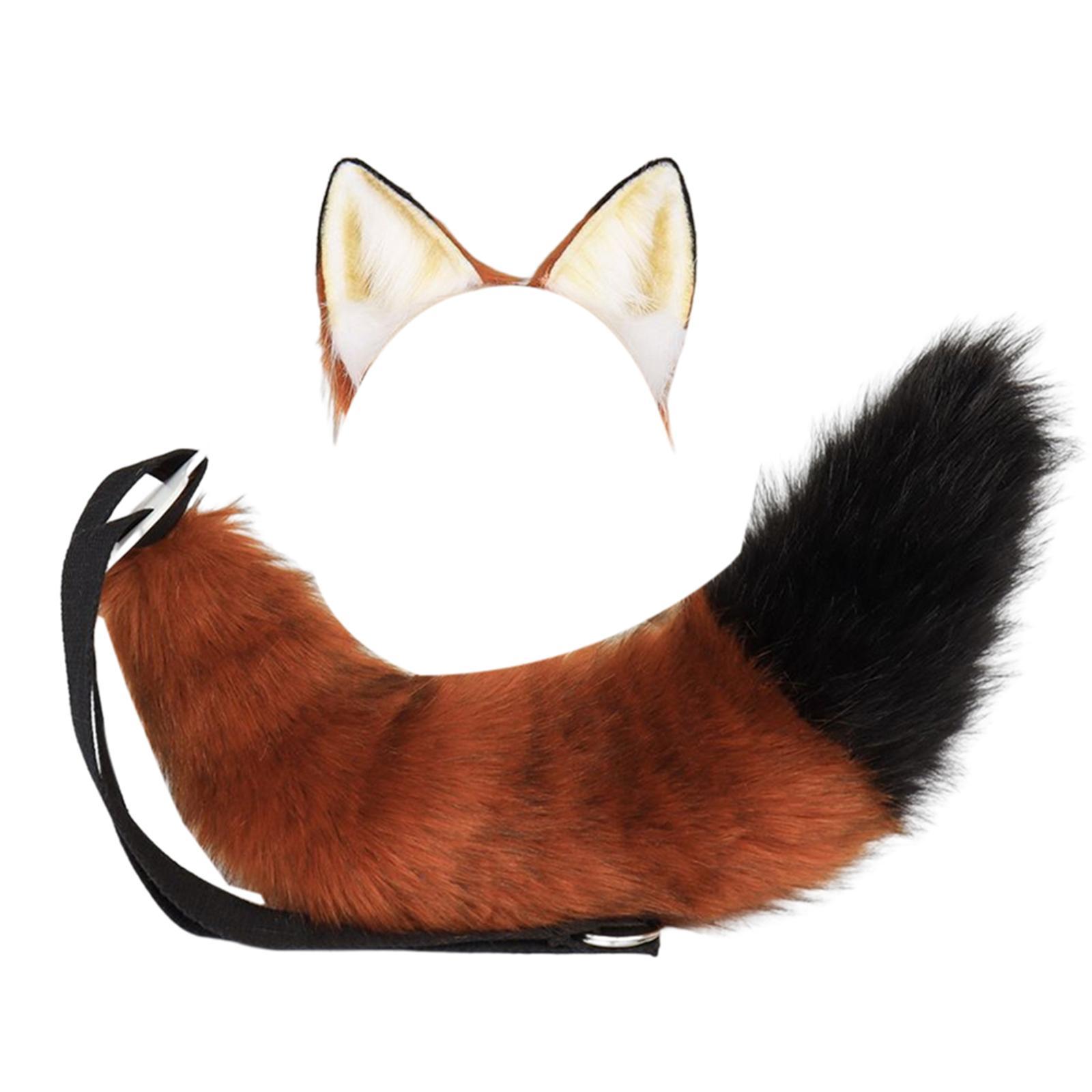 Ears and Tail Set Anime Cosplay Headwear Headband Hair Hoop Hair Accessories Hair Clip for Party Holidays Gifts Stage Performance Props