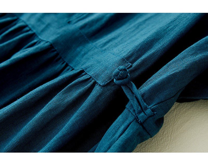 Đầm linen nữ tay ngắn cổ Đức nhẹ nhàng phù hợp cho các nàng đi làm hay đi chơi da215