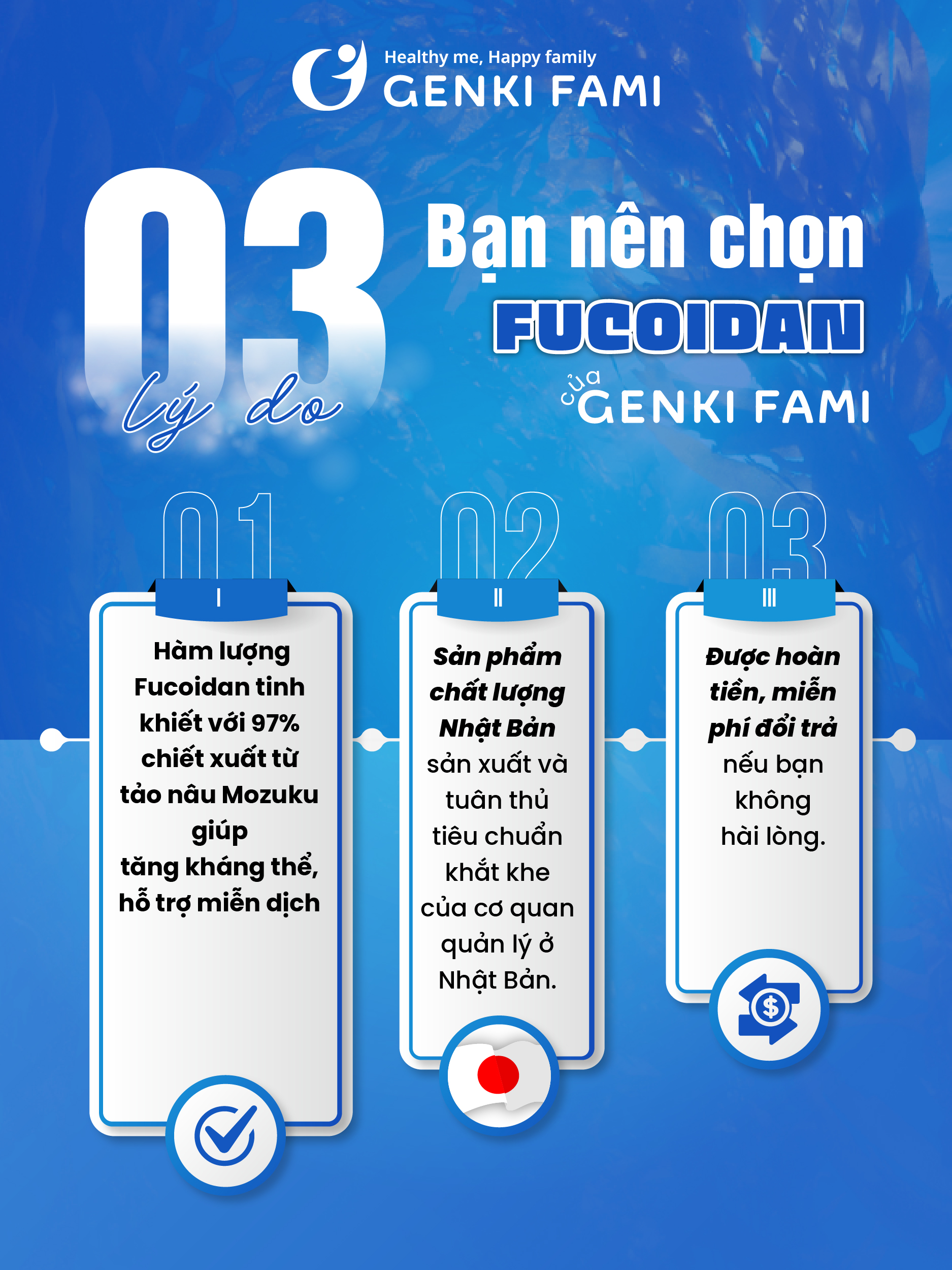 Fucoidan Genki Fami Nhật Bản, Tăng Cường Đề Kháng, Miễn Dịch, Hỗ Trợ Ngăn Ngừa Ung Bướu Hộp 150 viên