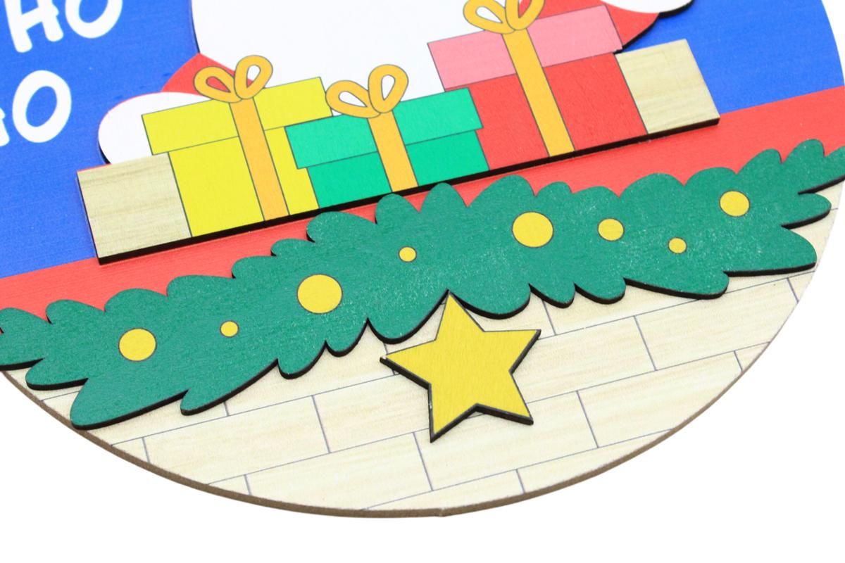 Bảng Gỗ Tròn Treo Tường Trang Trí Giáng Sinh - Bách Mộc - Ho Ho Ho