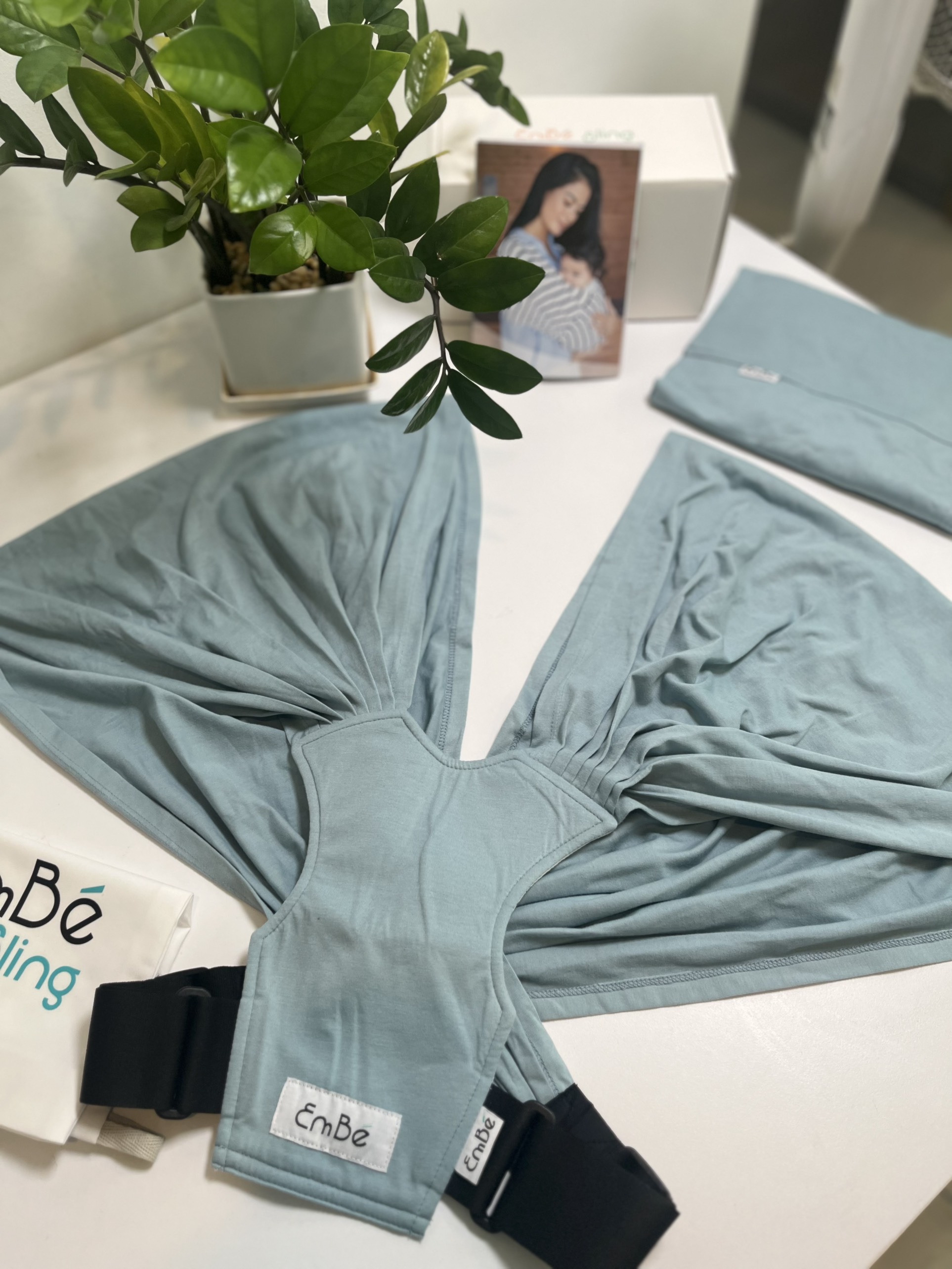 Địu Vải EmBé Sling Dòng Flex Và Flex Plus Màu Ocean Cho Bé Từ 0 Đến 24 Tháng Tuổi