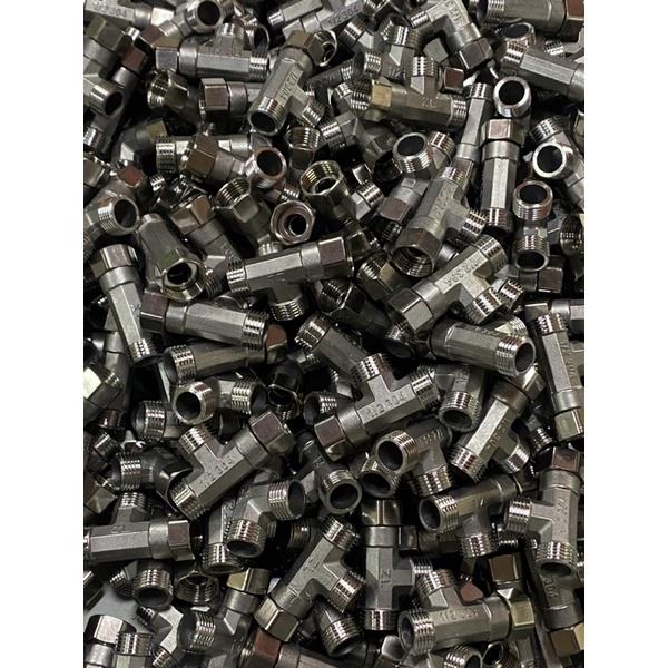 TÊ 2 REN NGOÀI 1 ĐẦU ỐC INOX GIÁ SỈ , TÊ CHIA NƯỚC BỒN CẦU VÀ VÒI XỊT VỆ SINH INOX (Tặng Kèm Doong Cao Su