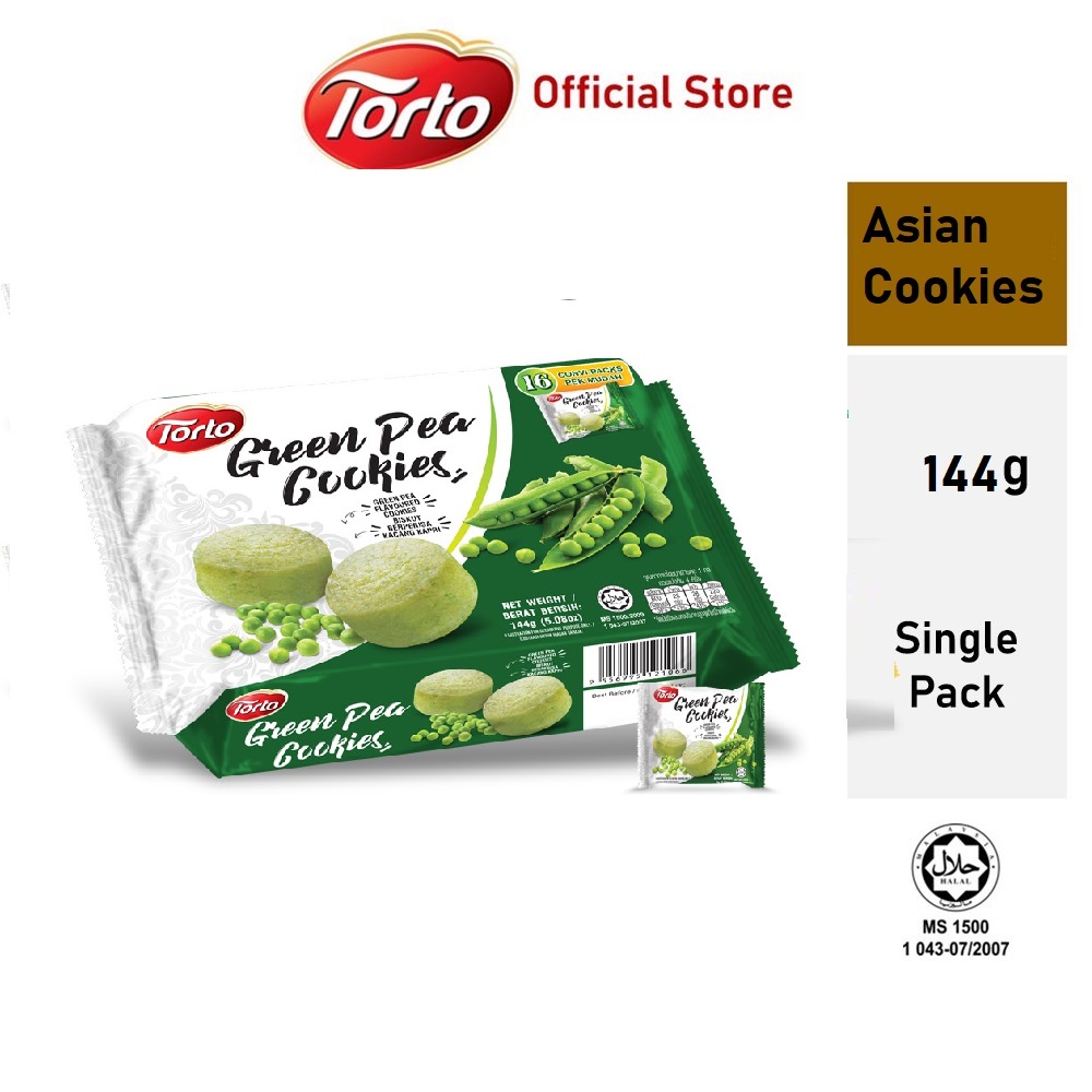Bánh quy Đậu Xanh White castle nhập khẩu Malaysia 144g Torto Asian Cookies Green Pea Cookies