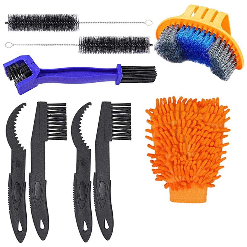 Bike Cleaning Kit, Bicycle Cleaning Brush Tool, Bike Chain Cleaner, Cycling Brush Set, Suitable for Crank/Tire,Mountain Bike, Road Bike, Folding Bike