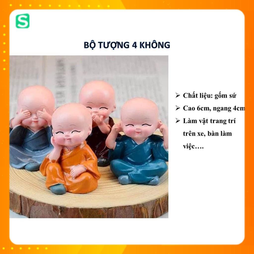 bộ tượng 4 chú tiểu giúp tĩnh tâm, trang trí bàn làm việc, ô tô