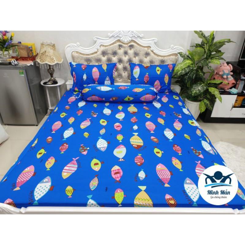 GA CHỐNG THẤM COTTON THUN NANO KHÁNG KHUẨN MINH MẪN - HÌNH CÁ XANH
