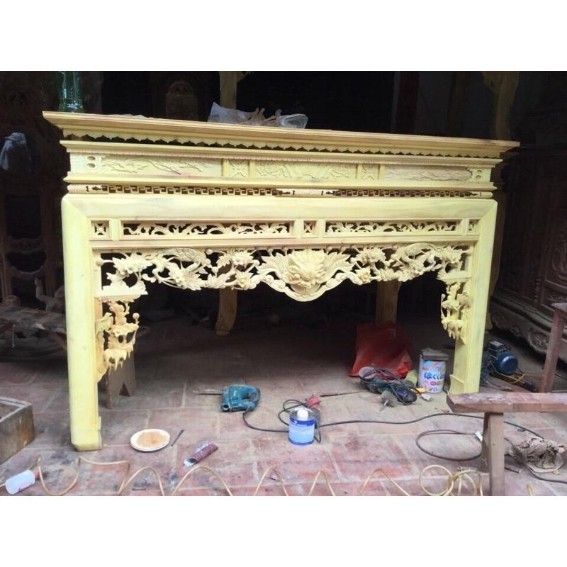 Án gian bàn thờ gỗ mít ta chân 12cm hàng xịn Pu