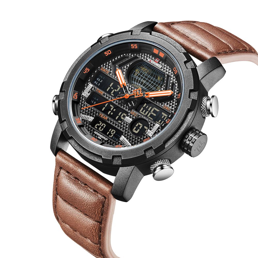Đồng hồ NAVIFORCE 9160 Man Quartz hiển thị thời gian kép Ngày tháng Năm Mặt số Chế độ ban đêm không thấm nước
