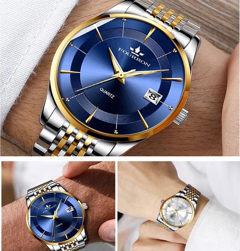 Đồng hồ nam FOuRRON F289 santafe watch 2020  Lịch ngày dây thép không gỉ cao cấp