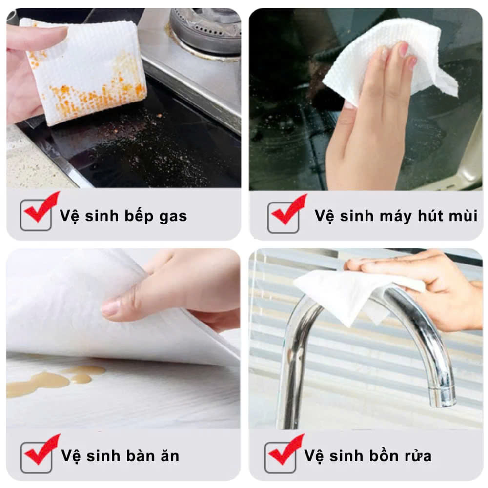 Khăn Ướt Lau Bếp , Lau Tủ , Lau Bàn Ghế,..vv Gói 80 Tờ Không Chất Tẩy Rửa An Toàn Với Da , Siêu Dai Có Thể Giặt Sạch Và Tái Sử Dụng - Hàng Chính Hãng