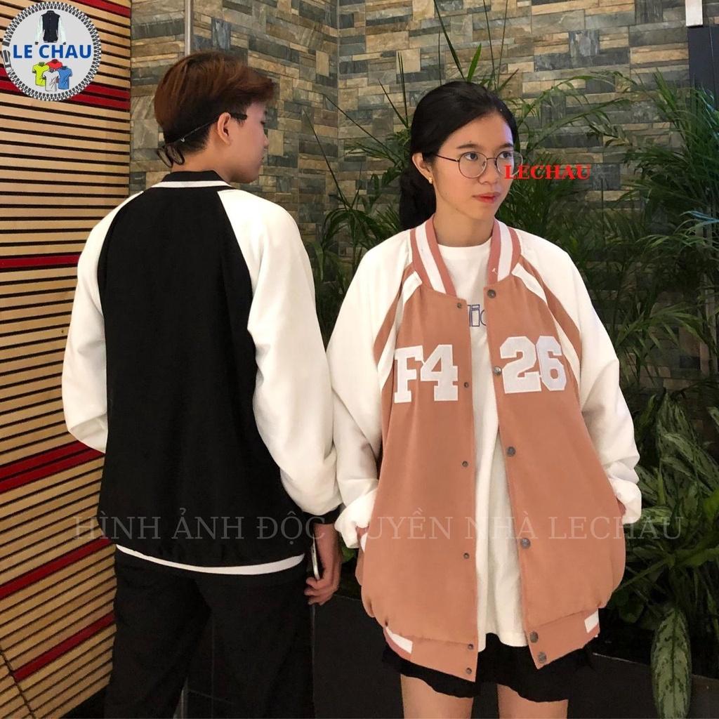 Áo Khoác Da Unisex Form Rộng F426 Bomber Jacket Nam Nữ Phong Cách Varsity Streetstyle Hottrend Chất Vải Xịn Đẹp