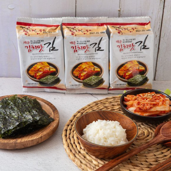 Rong Biển Ăn Liền Hàn Quốc Vị Kim Chi Spicy Kimchi Seasoned Laver Lốc 3 gói * 4g