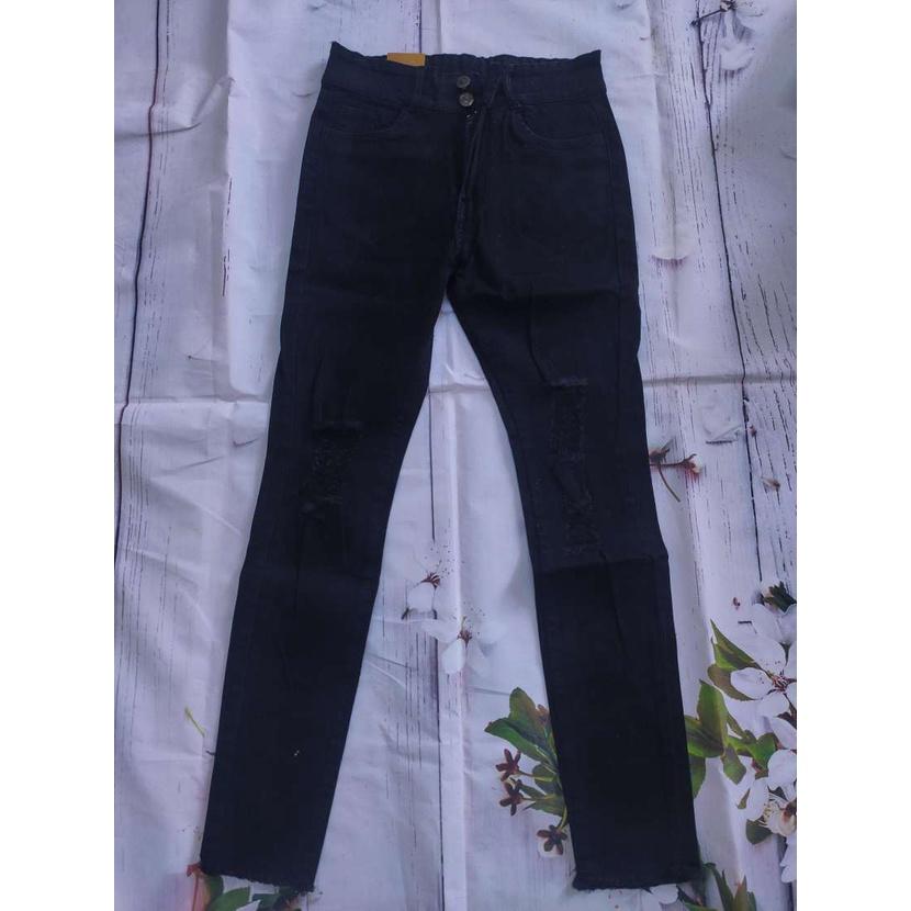 Quần Jeans Nữ Co Giãn Cạp Cao Kiểu Rách Cào/Ảnh thật