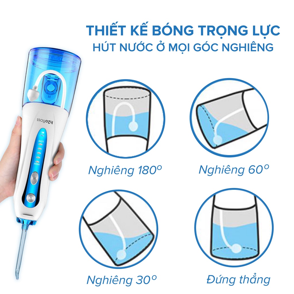 Máy Tăm Nước TEKKIN TI-HF2 Tặng Túi Vải + 7 Đầu Tăm Cải tiến công nghệ tia nước sạch X4 Lần - BH 12 tháng 1 đổi 1 - Hàng chính hãng / Hàng nhập khẩu