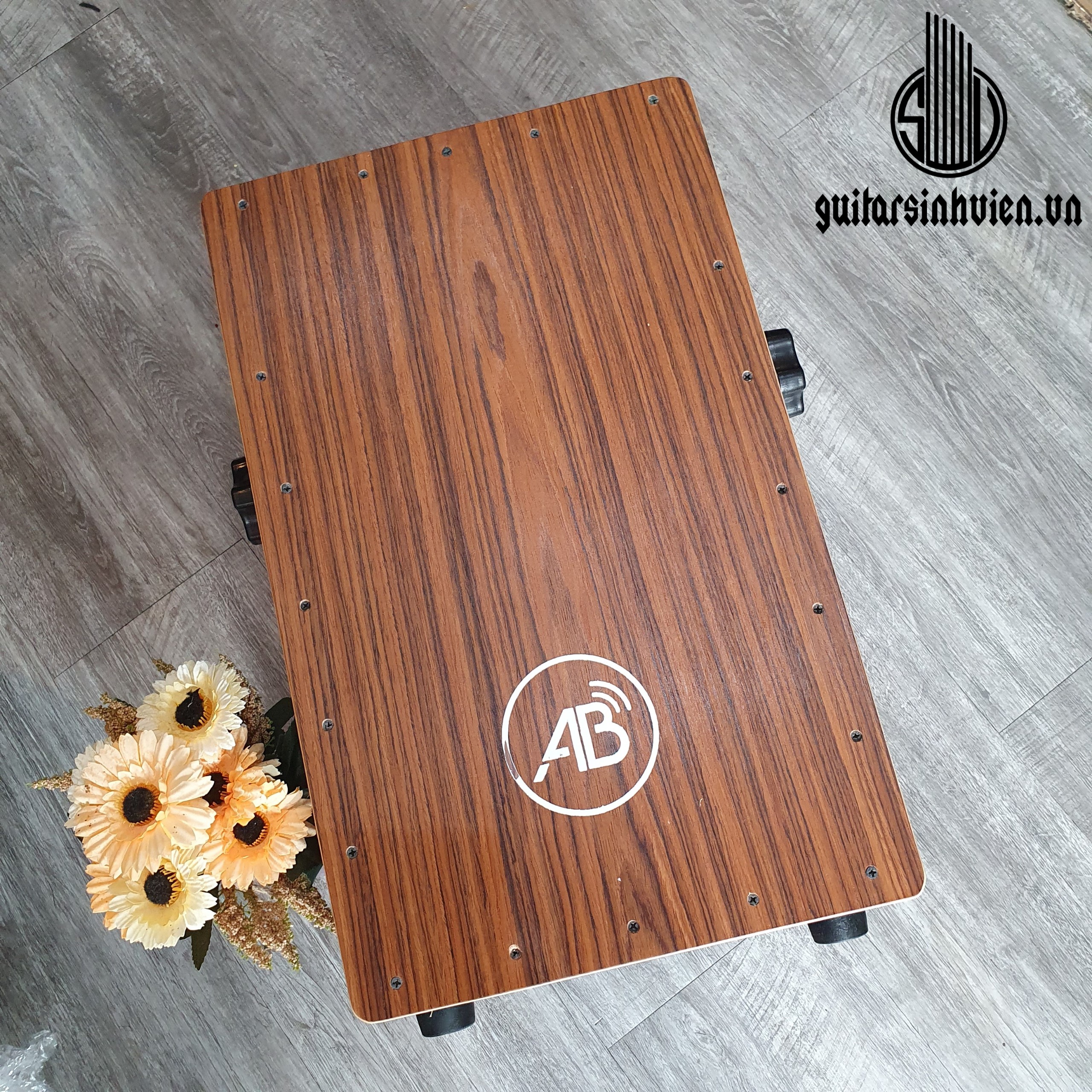 Trống cajon màu nâu gỗ AB-D2 có snare nhập ngoại - Tặng bao