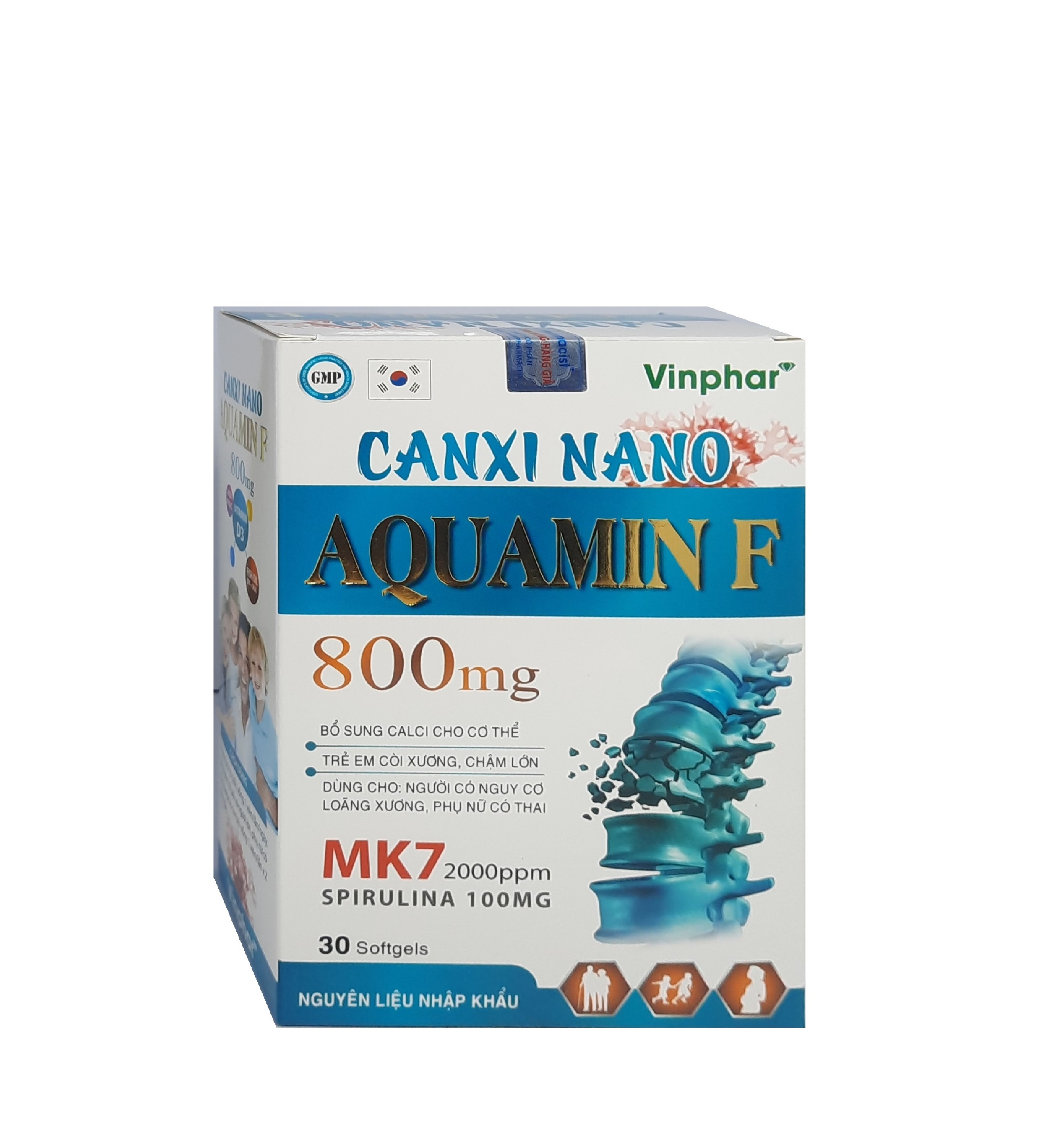 Viên Uống Canxi Nano Aquamin F Cao Xương Ngựa Bạch - Ngăn Ngừa Loãng Xương, Còi Xương, Chậm Lớn, Bổ Sung Canxi Cho Xương Chắc Khỏe Hộp 30 viên - Dược Phẩm Pharmacist