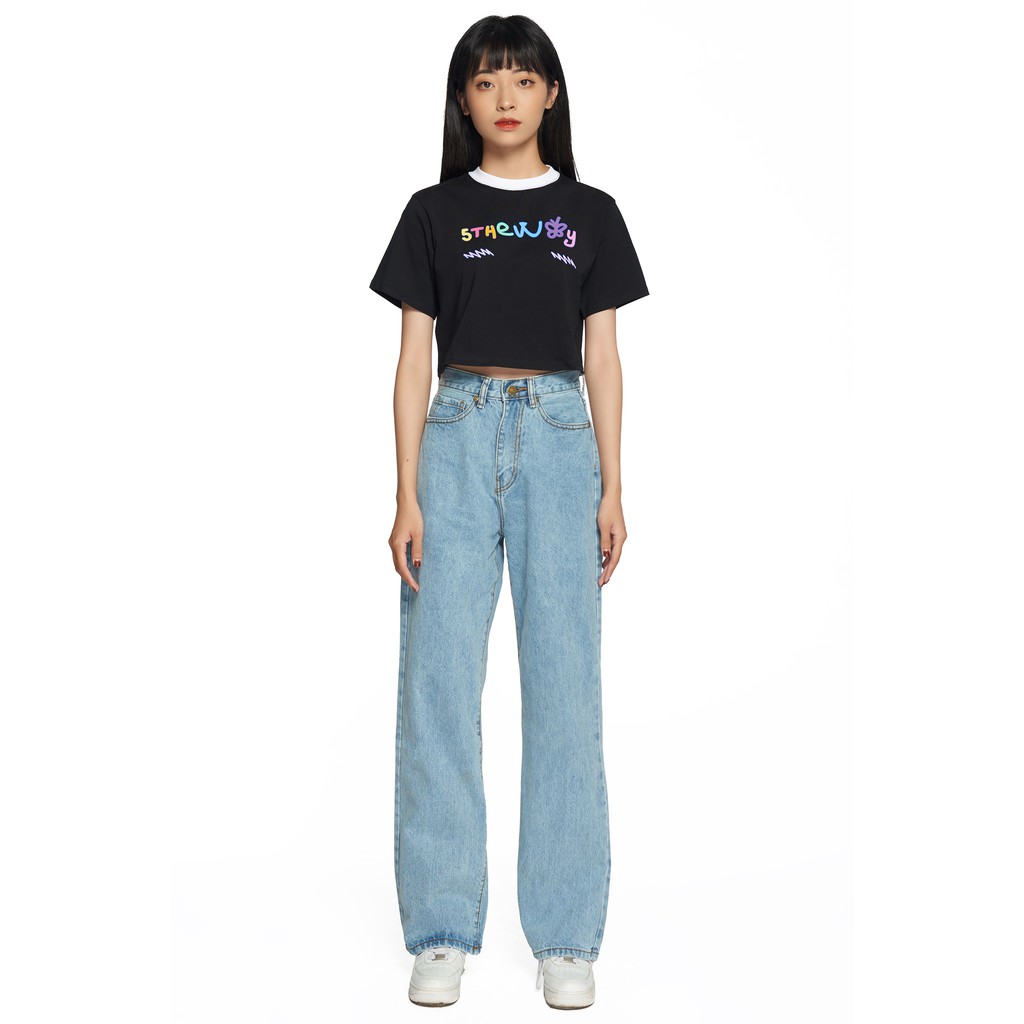 5THEWAY /teddy bear/ CROP TEE in BLACK aka Áo Croptop Đen Tay Ngắn