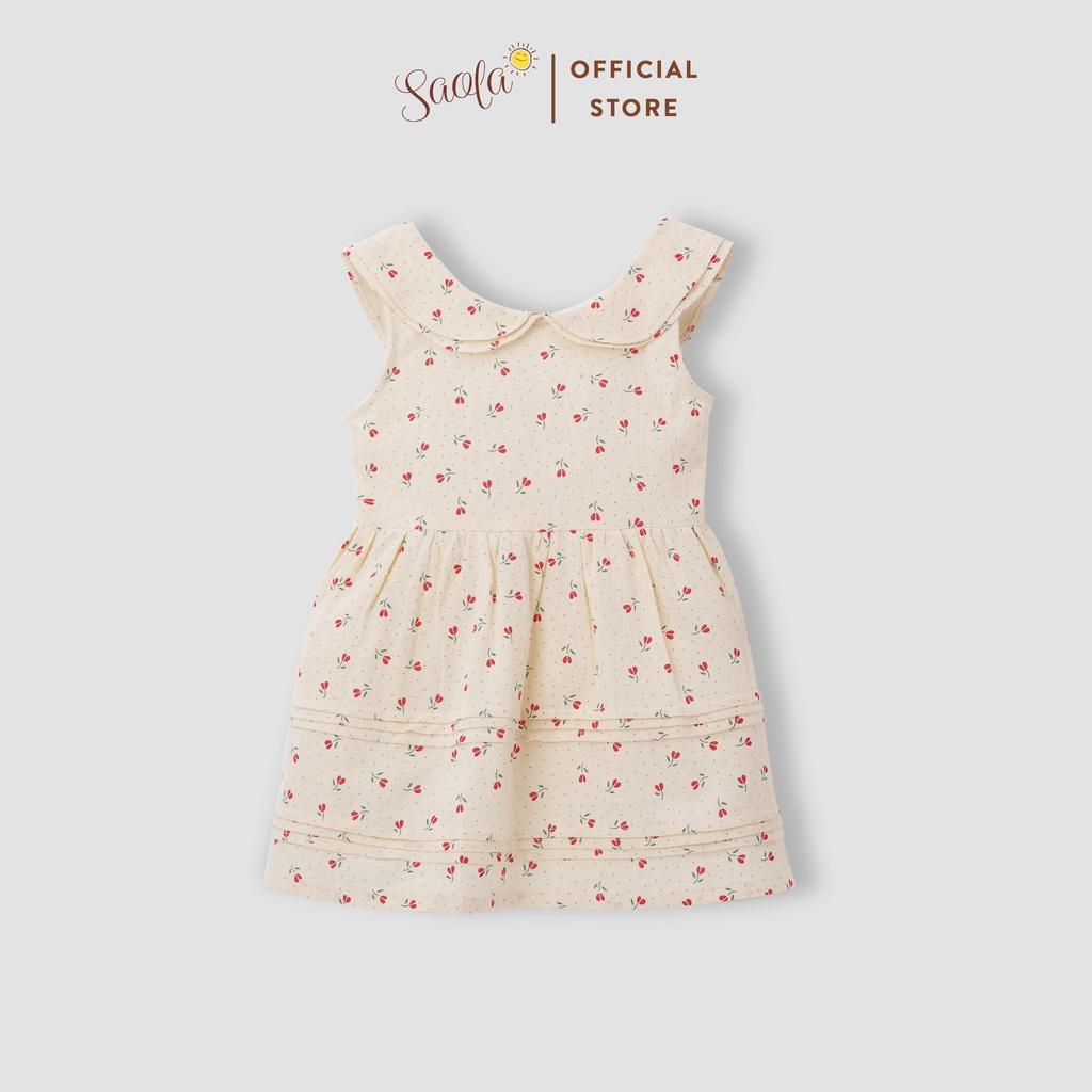 Đầm Bé Gái/ Váy Bé Gái Hoa Nhí Xếp Ly Cổ Tròn Mát Mẻ - DAHLIA DRESS - DRC007 - SAOLA KIDS CLOTHING