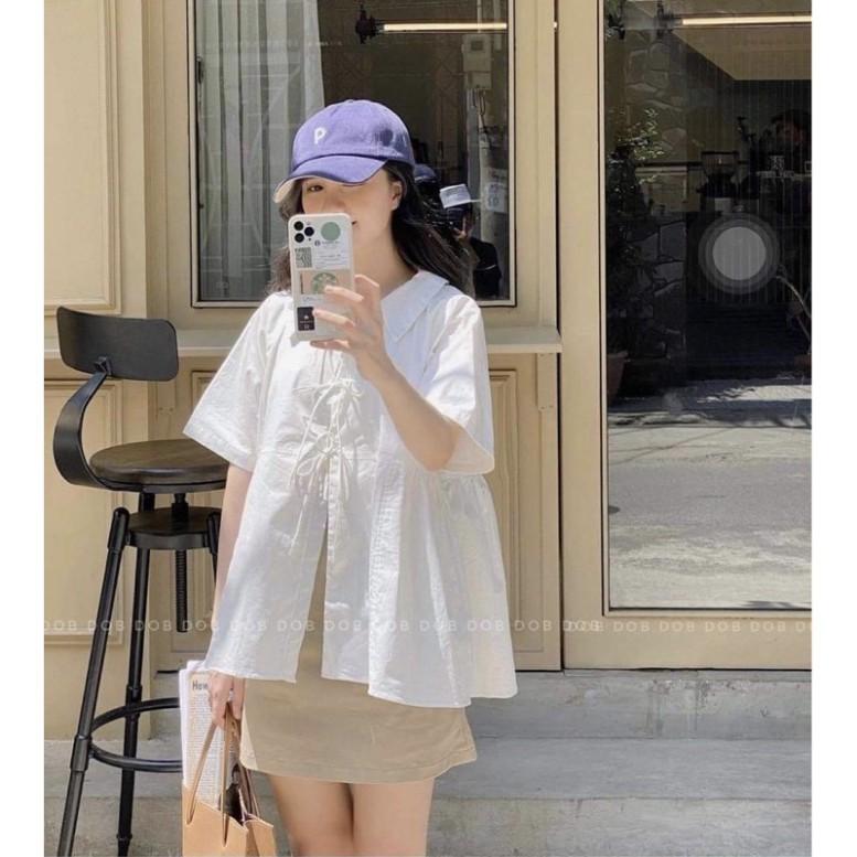 Set áo chân váy babydoll trắng buộc dây (có bán rời) Set áo babydoll kèm chân váy chữ a siêu cute