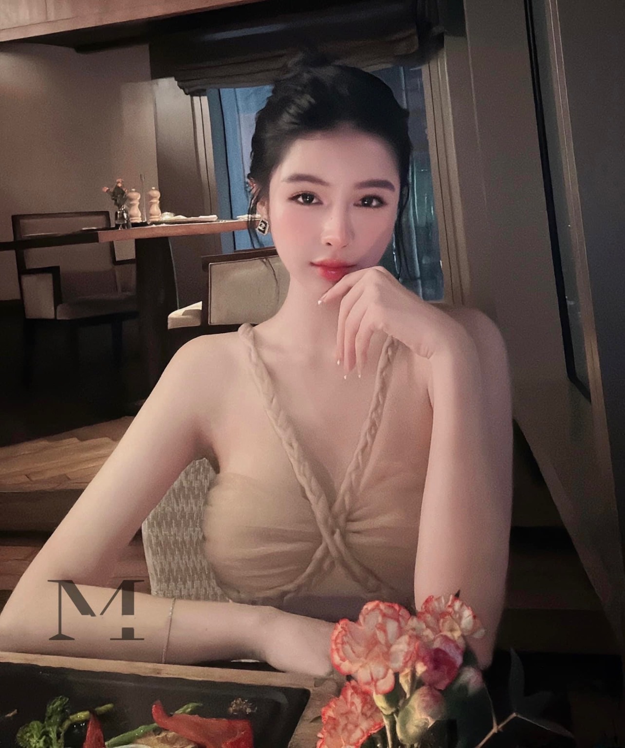 Đầm dự tiệc phối lưới dây tiểu thư