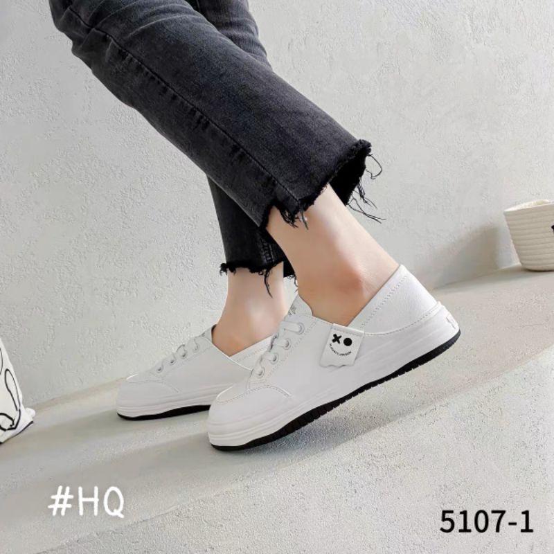 Giày sneaker da thật khuy mặt cười form ôm chân đế cao su chống trơn trượt - giày thể thao unisex da