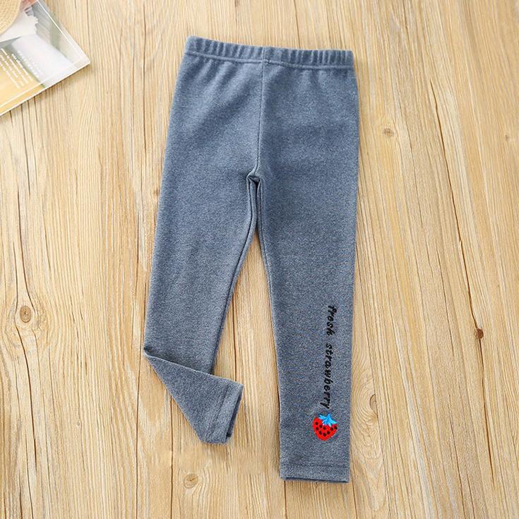 Quần legging thêu hoa quả cho bé gái
