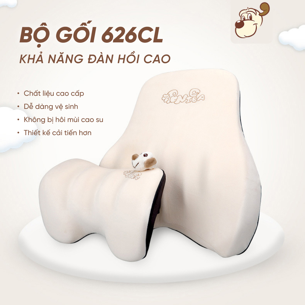 Gối tựa đầu, tựa lưng ICAROOM cao su non dành cho xe ô tô và ghế văn phòng chống đau lưng