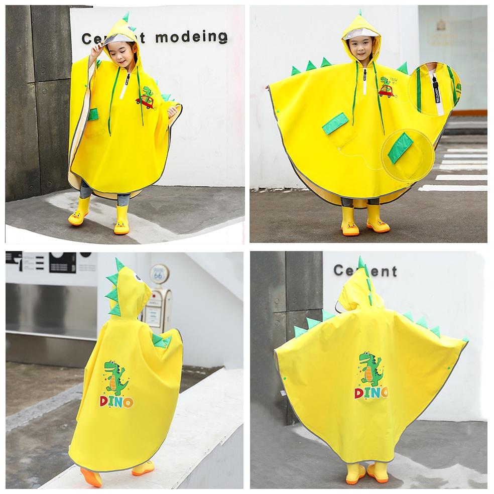 Áo Mưa Trẻ Em KOJMAC Kids Raincoat Fashion Khủng Long Cao Cấp ( Tặng Túi smally Khoác Cho Bé Gái Trai Đi Mưa Dễ Thương )