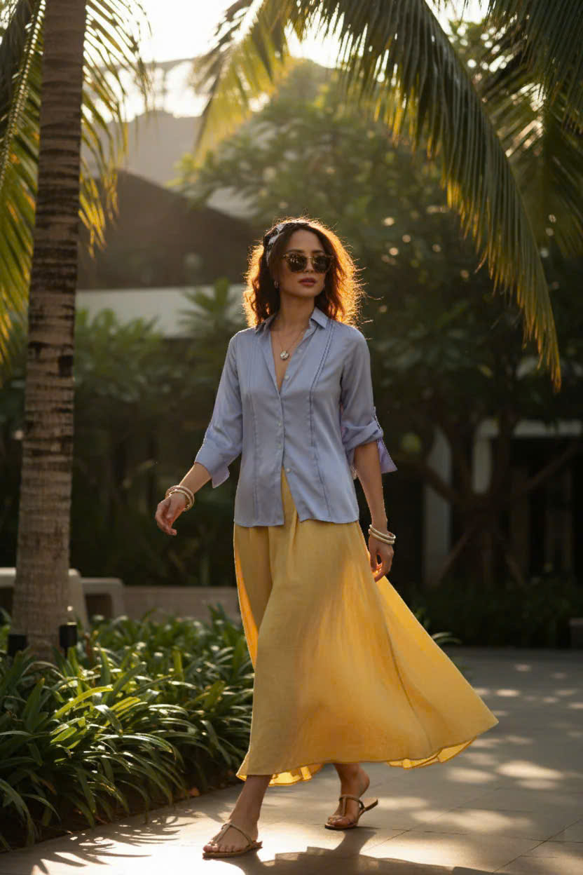 Áo Sơ Mi Lụa Thanh Lâm, Áo Sơ Mi Dài Tay Phong Cách Công Sở Thời trang thiết kế Hity Top173 - L