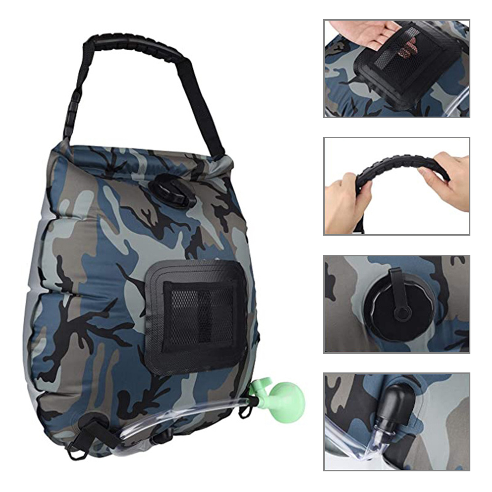 Túi Tắm Nước Nóng Bằng Năng Lượng Mặt Trời 20L Có Thể Gập Lại Dành Cho Cắm Trại Ngoài Trời