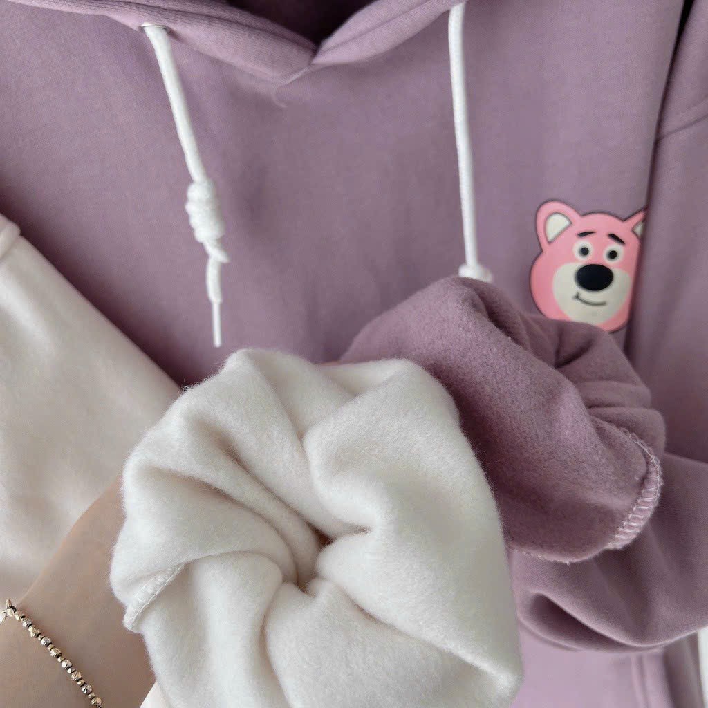 Áo hoodie nỉ bông họa tiết tai GẤU trên nón siêu dễ thương unisex nam nữ , áo khoác hoodie cặp đôi họa tiết hoạt hình cute phong cách hàn quốc