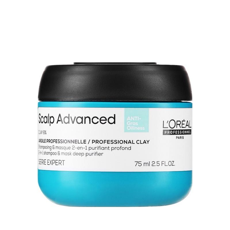 Mặt nạ đất sét tạo bọt dành cho da đầu dầu L'Oreal Professionnel Scalp Advanced Mini 75ml