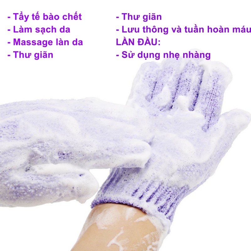 Đôi Găng Tay Tắm Tẩy Da Chết MO hi, Làm Sạch, Massage Da - Hàng chính hãng