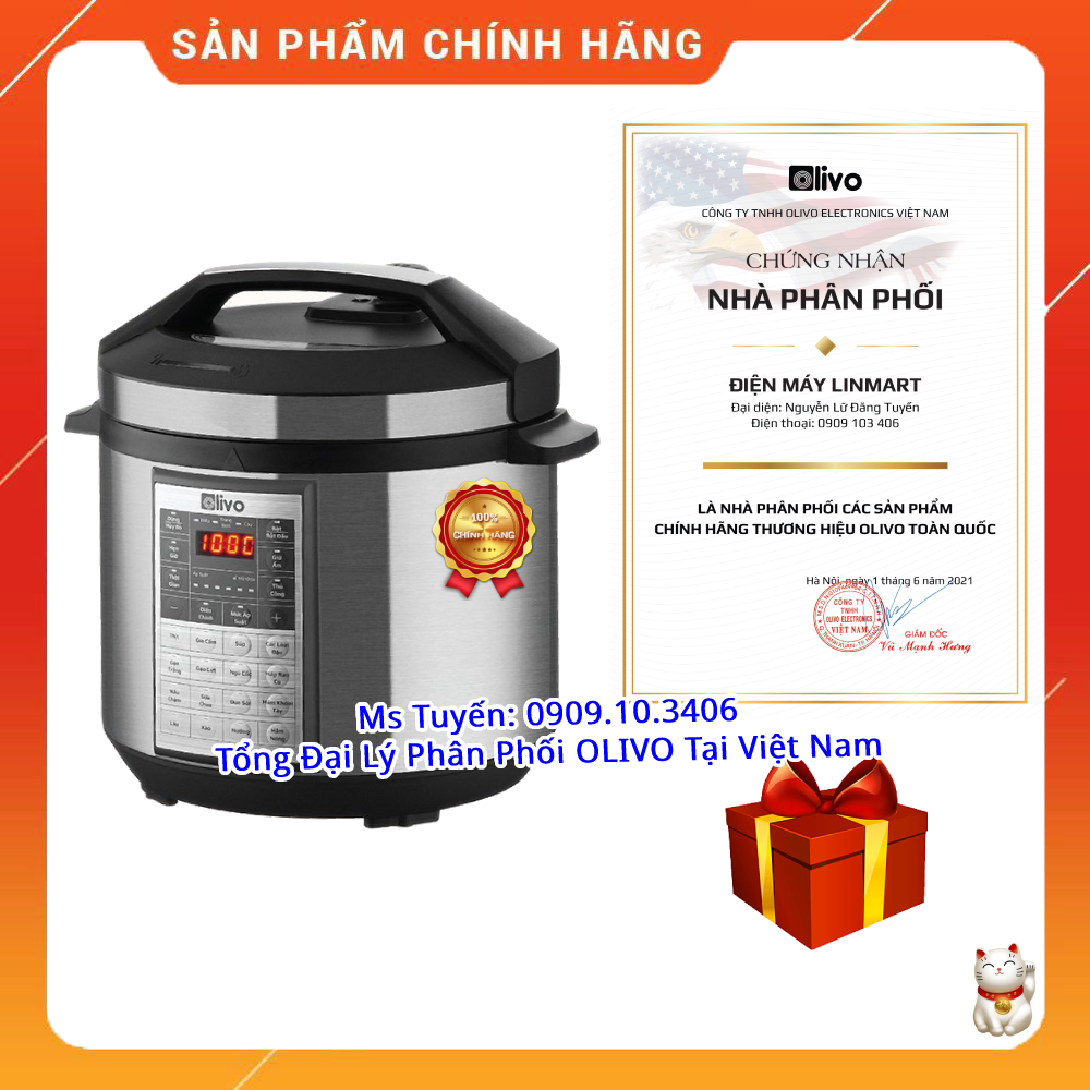 [HÀNG CHÍNH HÃNG] Nồi Áp Suất OLIVO PC60 - Thương Hiệu Mỹ - Vạn Món Ngon Trong Một Cái Máy (olivo pc 60)