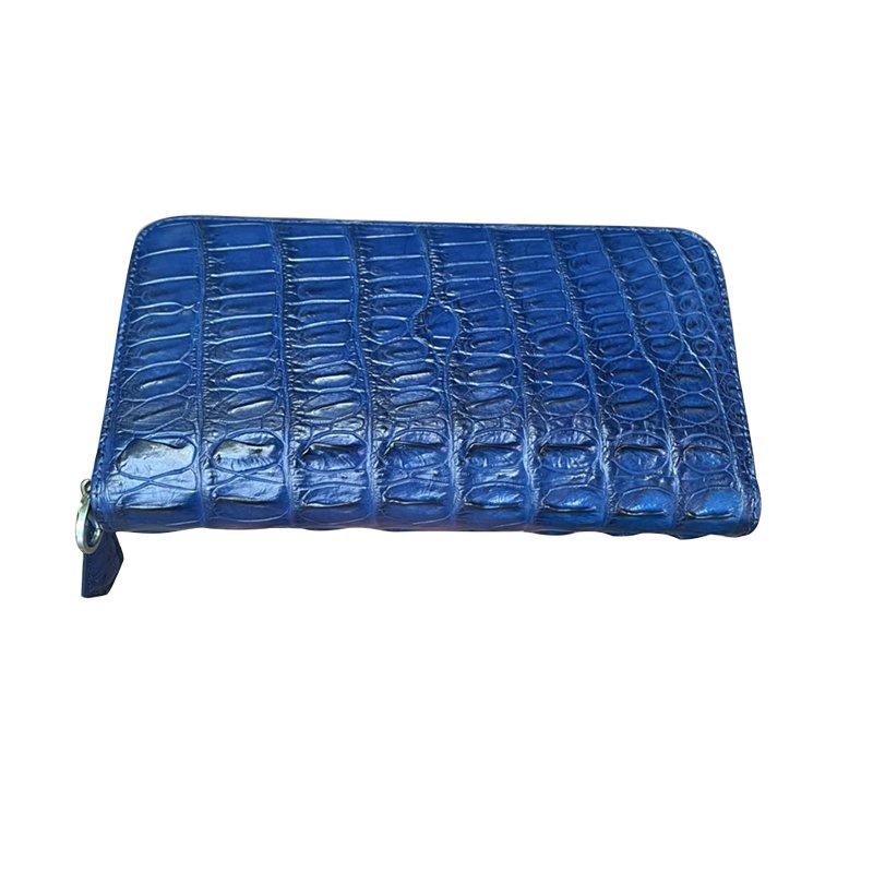 Ví Nữ Cầm Tay 1 Khóa Kéo Nam Nữ Đều dùng được chất liệu Da Cá Sấu Màu Xanh Navy Bền Bỉ Sang Trọng Size 22x12x2,5cm